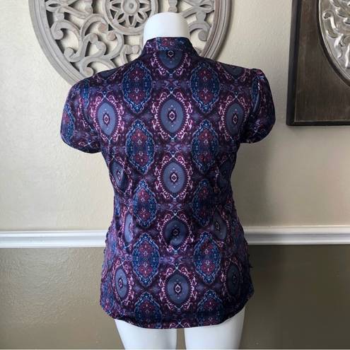 Style & Co  purple paisley button blouse,18W