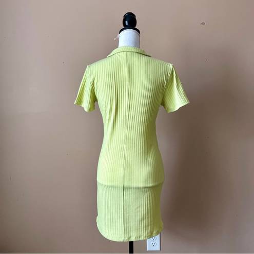 West of Melrose  | Yellow Ribbed Body Con Mini Dress Sz L