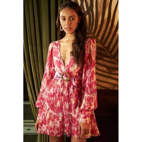 Rococo  Sand Hikari Poly Jacquard Georgette Mini Dress Pink Purple Size Small