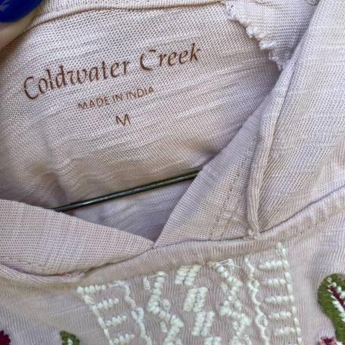 Coldwater Creek Cold water creek size medium pale pink embroidered hoodie boho western