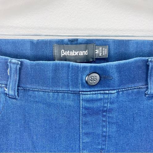 Betabrand  skinny leg yoga denim pull-on jeans dark blue pockets medium m petite