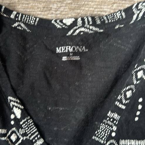 Merona  Women’s Short Sleeve V-Neck Top , Black & White Aztec Print Medium
