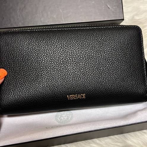 Versace  Black and Gold Medusa Continental Wallet​