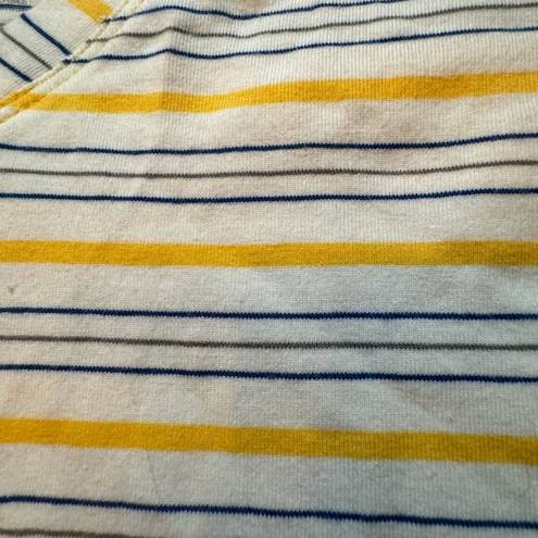 Pendleton  Stripe COTTON STRETCH V Neck‎ T SHIRT Top WHITE Yellow BLUE Women’s 1X