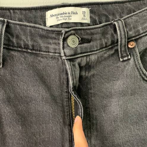 Abercrombie & Fitch 29/8 Short Curve Love 90s Straight High Rise Jeans Dark Grey