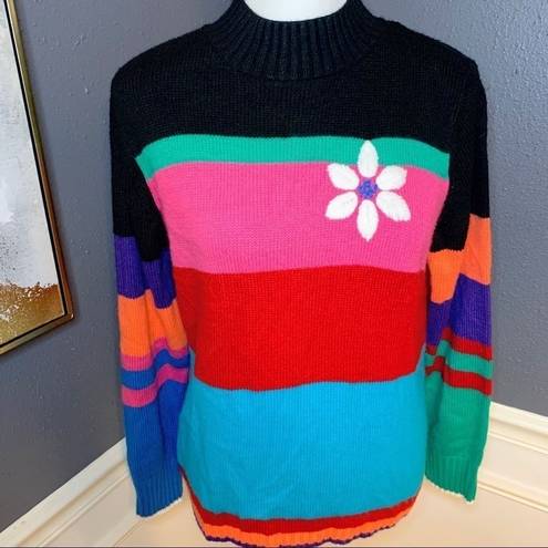 Sag Harbor  Rainbow Striped Mock Turtleneck Sweater