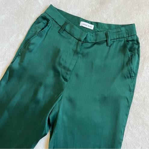 ANINE BING Classic Pant In Emerald Silk