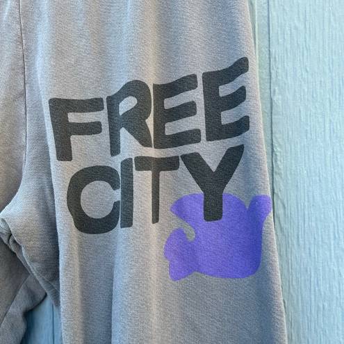 Free City  Logo Cotton Sweatpants Terry Grey Size Xsmall