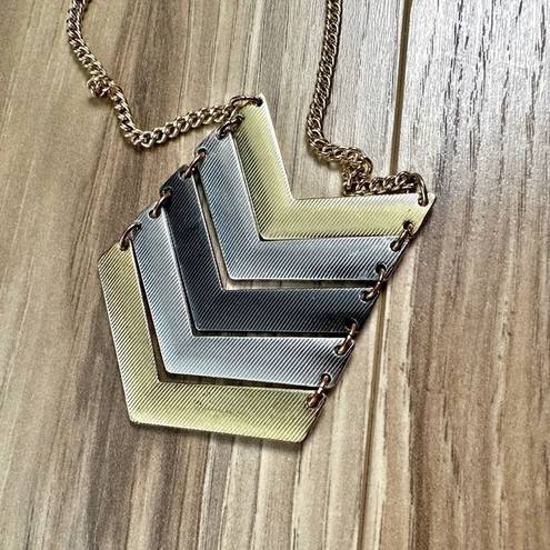 Madewell  | Gold Silver Gunmetal Chevron Pendant Necklace