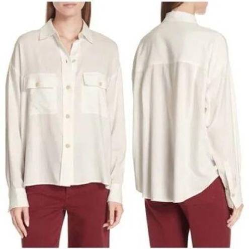 Vince  Utility Shirt Pockets Button Up Cream White NWT $285 XS