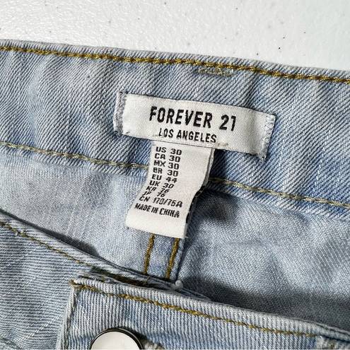 Forever 21  Light Wash Distressed Cuffed High Waist Jean Shorts