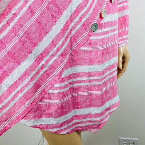 Habitat  Pretty Artsy Opposing Stripes Asymmetric Button Accented Tunic Top XL