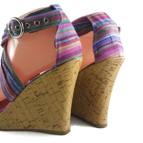 Charlotte Russe  Multicolor Strap Cork Wedge 8