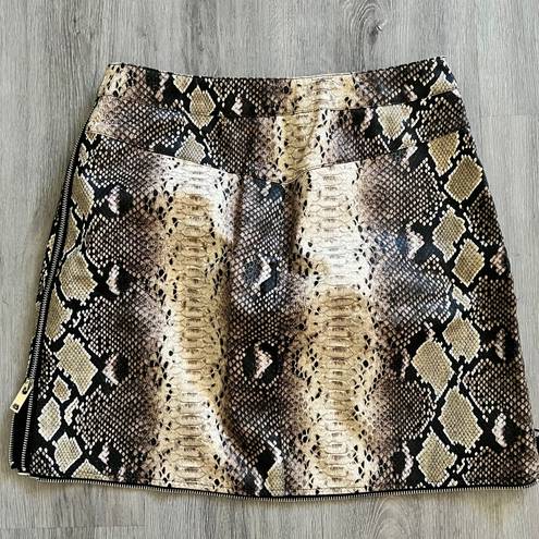 I am gia Jagger Skirt MEDIUM Faux Leather Snakeskin Embossed Mini Zip High Waist