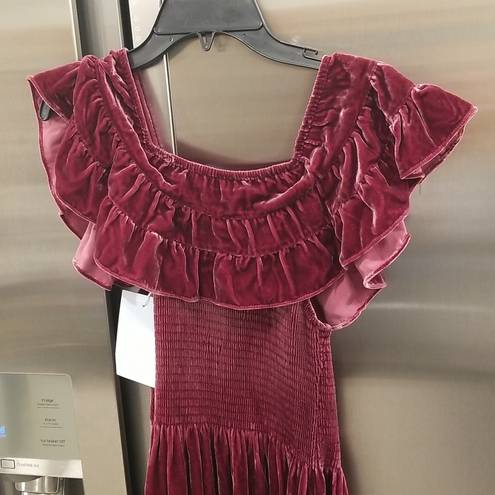 Hill House 💕💕 The Akilah Nap Dress ~ Burgundy Velvet Small S NWT