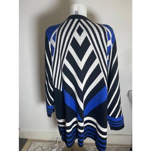 Isaac Mizrahi Women's  Live! Blue Striped Cardigan Sweater Duster 3X EUC!