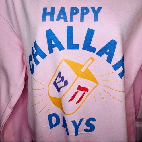 Modcloth Happy Challah Days Graphic Sweatshirt Soft Hannukkah Top Pink M