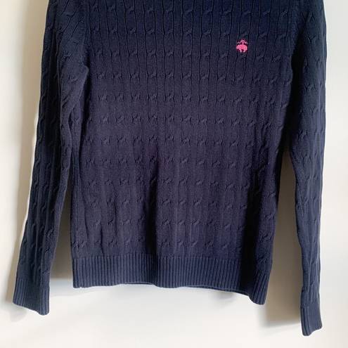 Brooks Brothers  346 Navy Blue Cable Knit Crew Neck Sweater Small