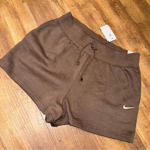 Nike Brand New  Sports Wear Phoenix Fleece High Waisted Loose Shorts 1X Brown NWT