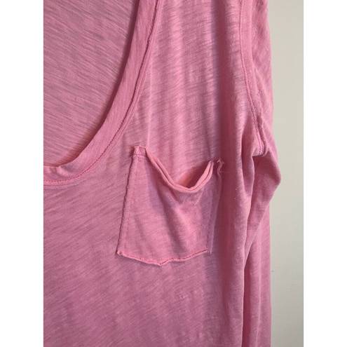 Free People  We The Free Betty Long Sleeve Tee Pink Slouchy Deep Scoop Neckline M