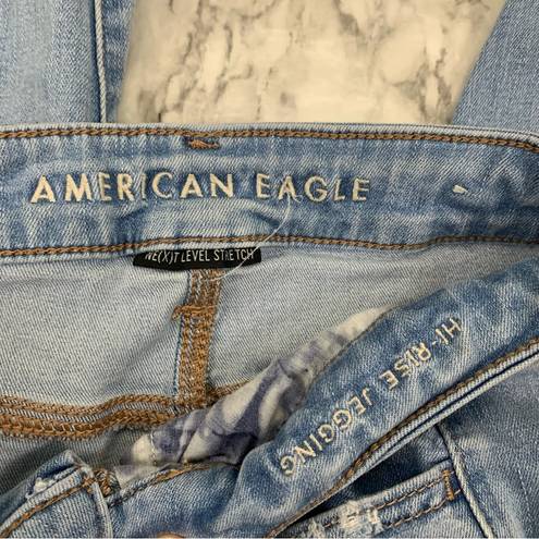 American Eagle  Hi Rise Jegging Distressed Light Wash Denim Skinny Jeans size 6