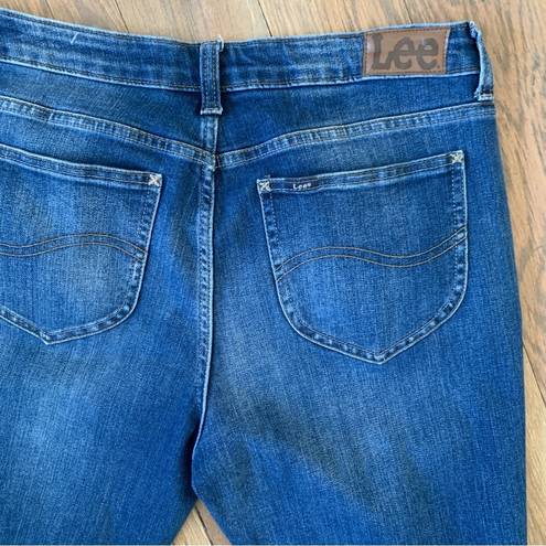 Lee  Regular Fit Mid Rise Bootcut Blue Denim Jeans Size 12 Long