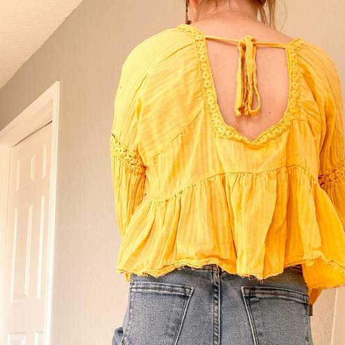 Bohme  Yellow Cropped Peplum Blouse