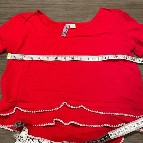 Alya Francescas  Red & White Short Sleeve Crop Top Size S