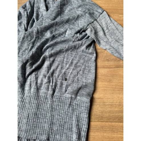 Lululemon Calm and Collected Wrap Heathered Sailboat Blue Sweater Size 6?