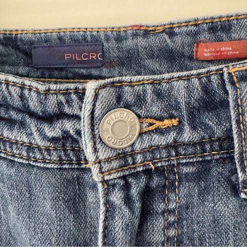 Pilcro  Anthropologie Slim Boyfriend Crop Jeans Patchwork Side Leg Distressed Zip