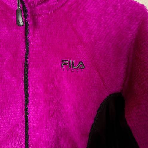 FILA  Women Small Pink Athletic Jacket Teddy Athleisure Workout Sport Sweatshirt