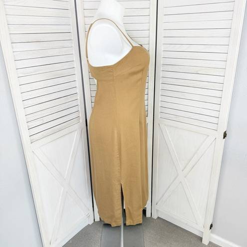 Shoedazzle Open Back Linen Blend Strappy Sheath Dress Tan XXL