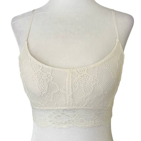 LA Made New  Criss Cross Strap Open Back Lace Bralette Ivory