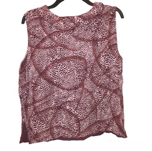 Krass&co New York City Design  100% Silk Animal Print Sleeveless Blouse Purple 1X
