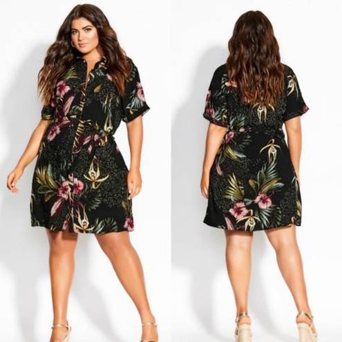 City Chic  Phucket Tropical Button Front Floral Shirt Dress Womens Size 18 NWT