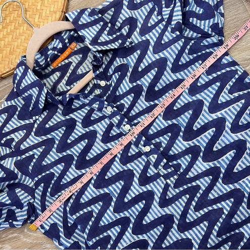 Tuckernuck  Oliphant blue boho printed cotton tunic blouse