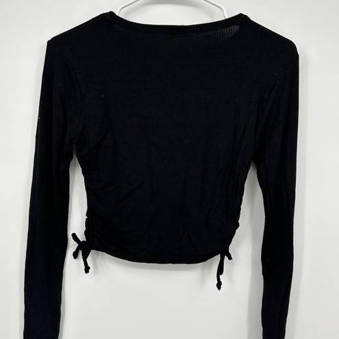 Sky And Sparrow Cinched Long Sleeve Crop Top