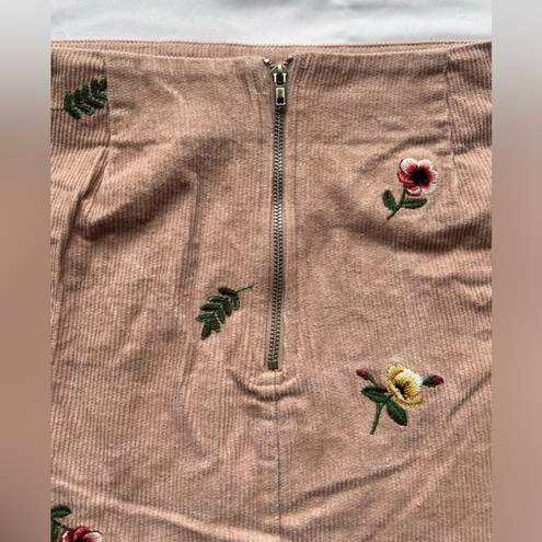 Ivy and Main  Blush Pink Corduroy Embroidered Mini Skirt