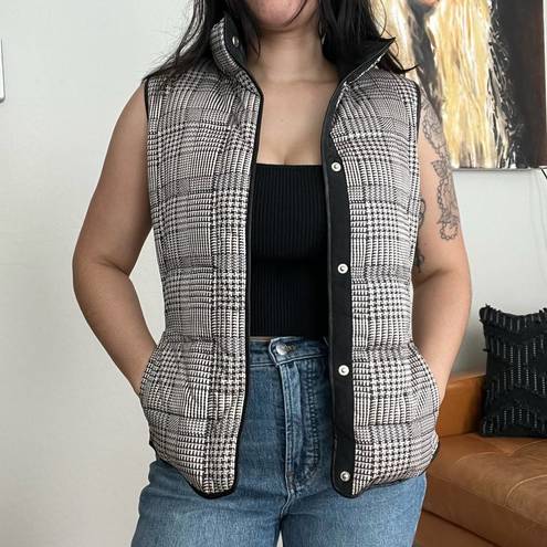 Banana Republic NWT  Down Herringbone Plaid Puffer Vest button front size XS