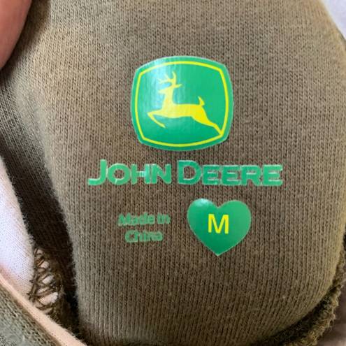 John Deere  Country Hoodie Spellout Kangaroo Pocket Sz M Brown Pink