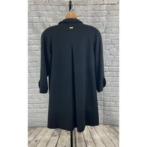 St. John  The Coat Collection Black Wool Swing Coat L Missing Button