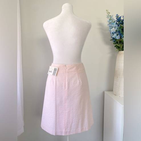 Petite Sophisticate NWT  Pink & White Seersucker Skirt