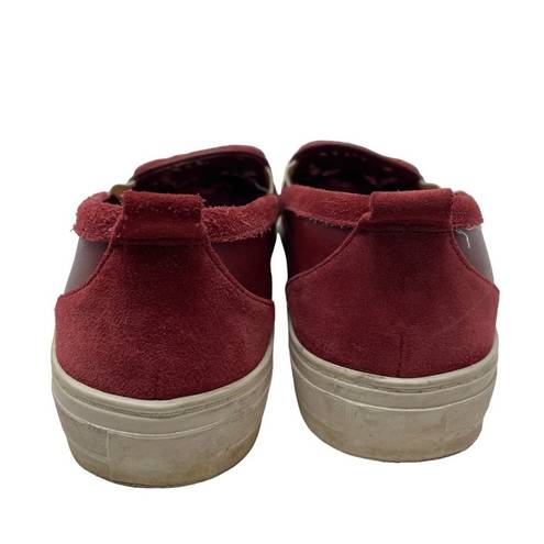 Nine West  Oletta Perforated Sneaker Lasercut Red Burgundy Suede Slip-on Size 8.5