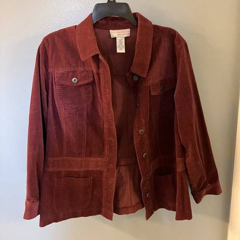 Sag Harbor  Jean Co Corduroy Burgundy Jacket - Size 14