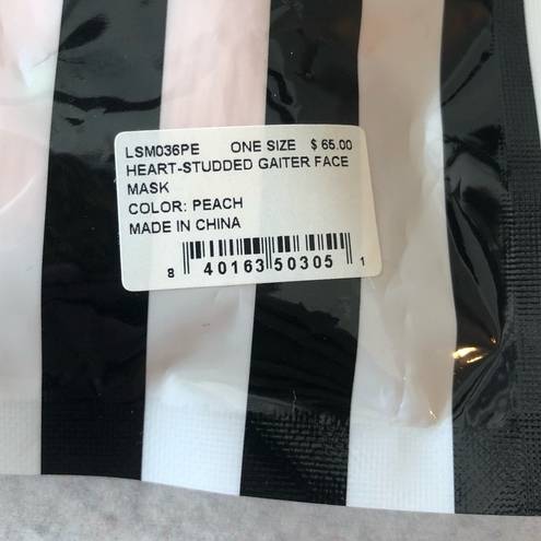 Lele Sadoughi  Peach Iridescent Heart Studded Gaiter Face Mask NEW