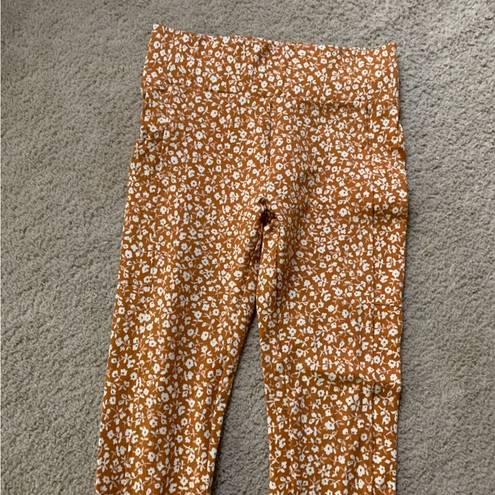 Lou & grey  Leggings Floral Side Pocket High Rise Rust Orange Soft Size S