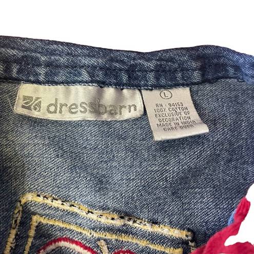 Dress Barn  Vintage Denim Jean Teacher School Zip Up Vest Large