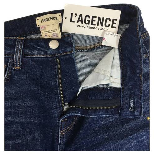 L'Agence New  Jeans Womens 25 Boot Cut Mid Rise Wiskering Raw Hem Medium Wash Blue