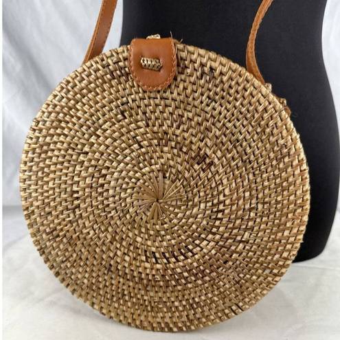 Collection 18 Hand Crafted Round Rattan Bali Bag Purse Crossbody Floral Lining