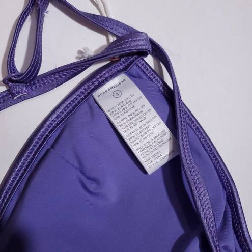 Good American  Support Bikini Top Purple Lilac Shine Size 3 Large String Triangle